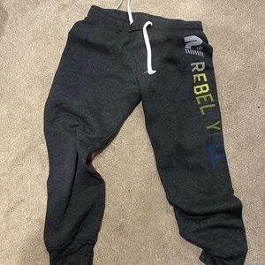 Rebel yell blue and yellow tapered joggers L 💙☀️💙☀️